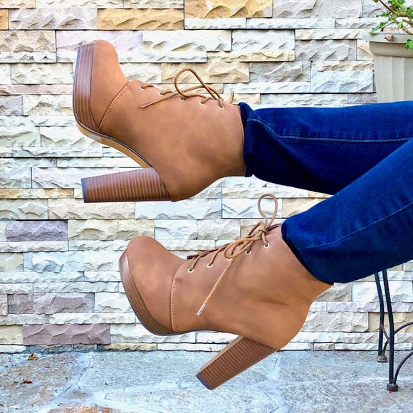 Cognac Nubuck Suede Ankle Boots - Picture 3 of 7